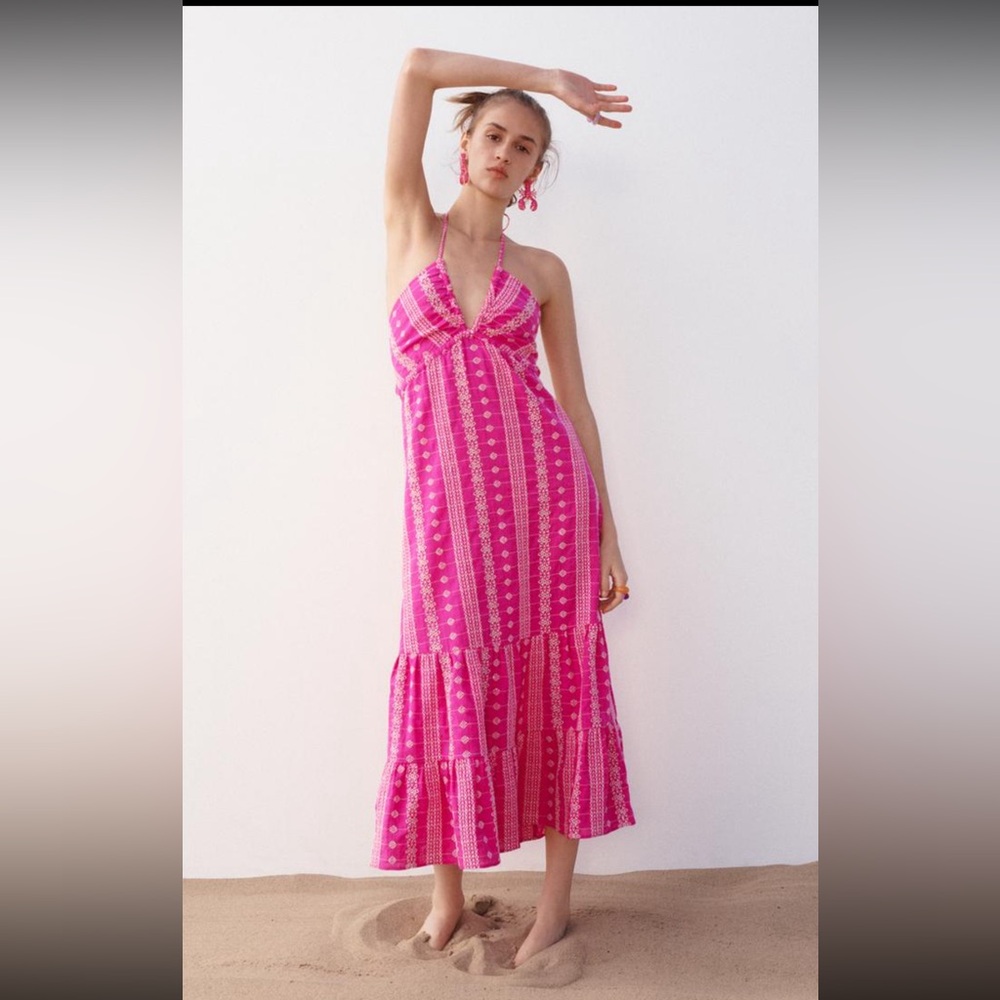 💕Zara Pink Linen Dress 💕